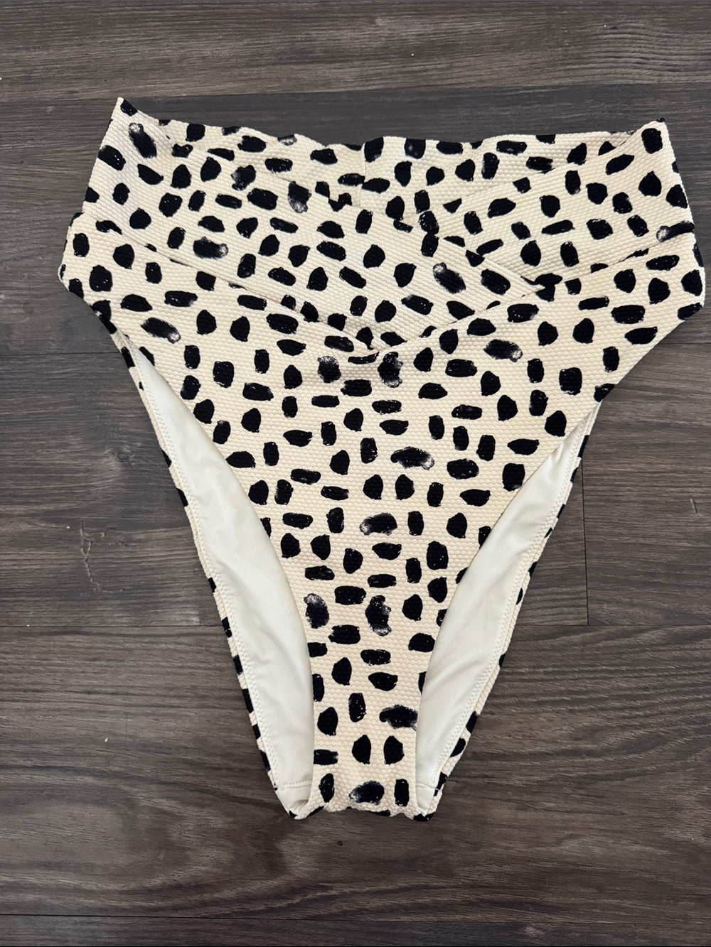 Aerie High-Rise Black Spot White Bikini Bottoms